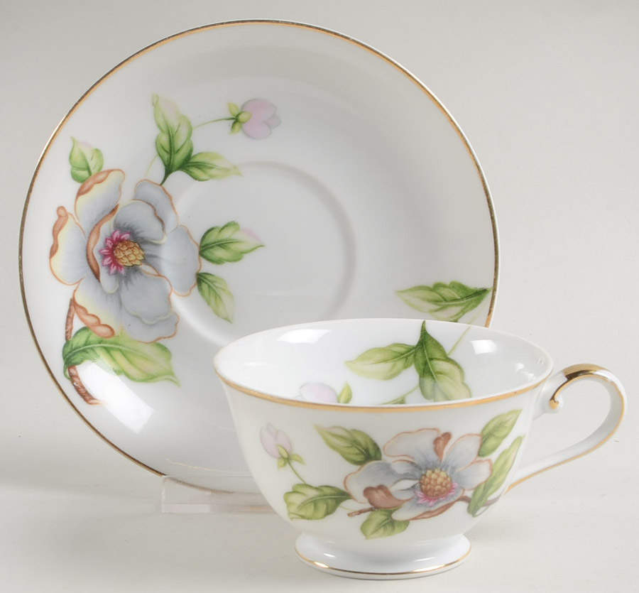 Dogwood Footed Cup & Saucer Set by Roselyn-1