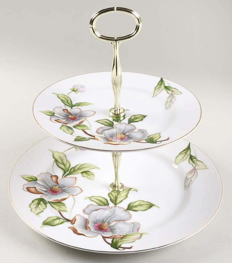 Dogwood 6 5/8"-10"  2 Tiered Serving Tray (Dp, Sp) HC by Roselyn-1