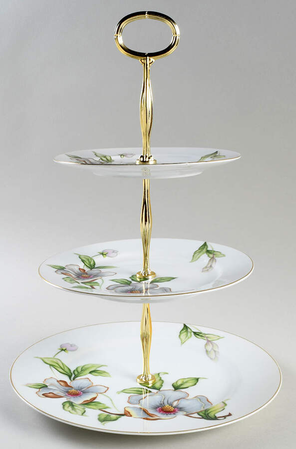 Dogwood 13 7/8"-14 1/4" 3-Tiered Serving Tray(DP,SP,BB) HC by Roselyn-1