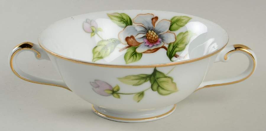 Dogwood Footed Cream Soup Bowl by Roselyn-1