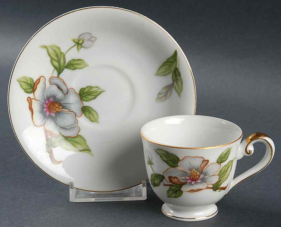 Dogwood Footed Demitasse Cup & Saucer Set by Roselyn-1
