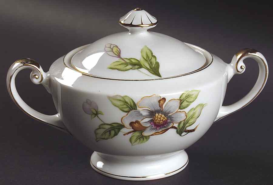 Dogwood Sugar Bowl & Lid by Roselyn-1