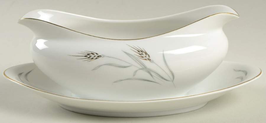 Summer Song Gold Gravy Boat with Attached Underplate by Royal Sovereign-1