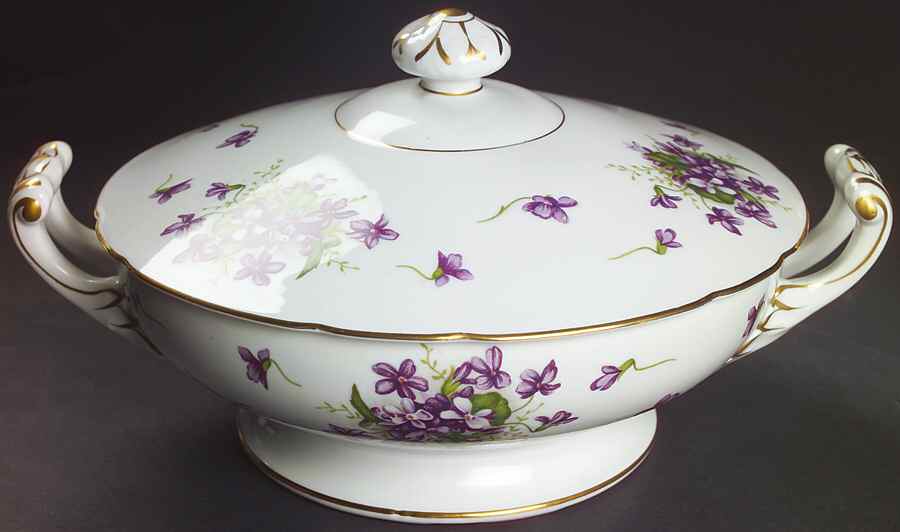 Spring Violets Round Covered Vegetable by Rossetti-1