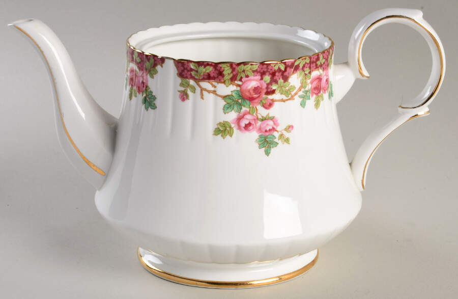 Olde English Garden Red Teapot No Lid by Royal Stafford-1