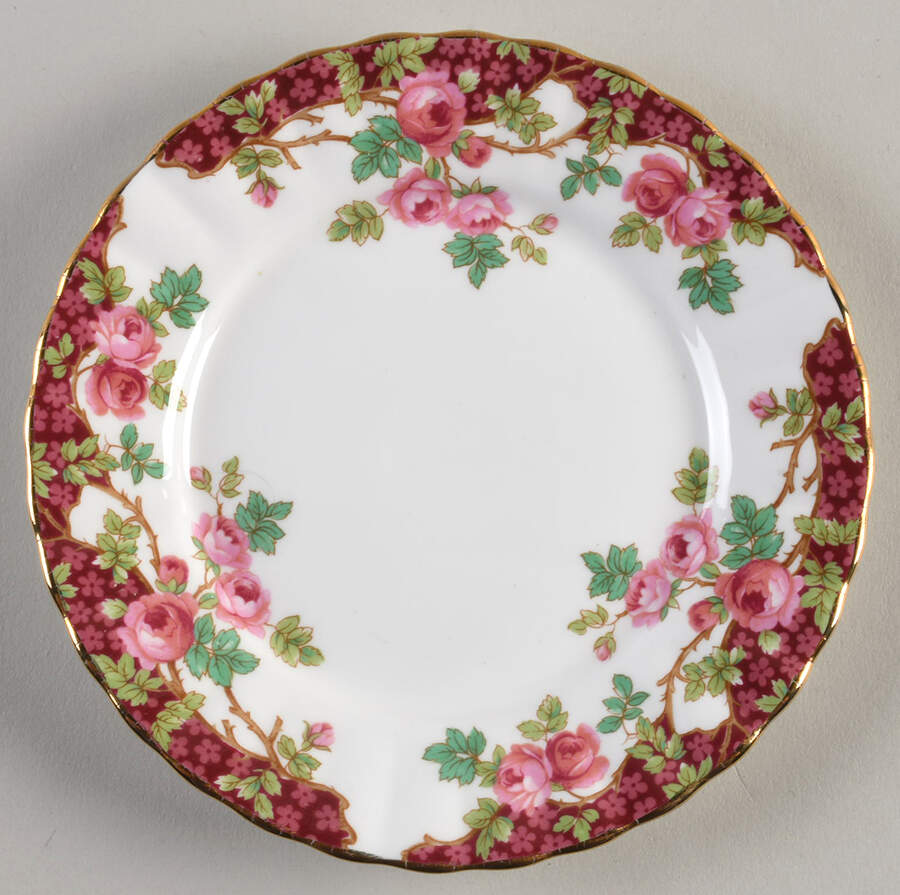 Olde English Garden Red Bread & Butter Plate by Royal Stafford-1