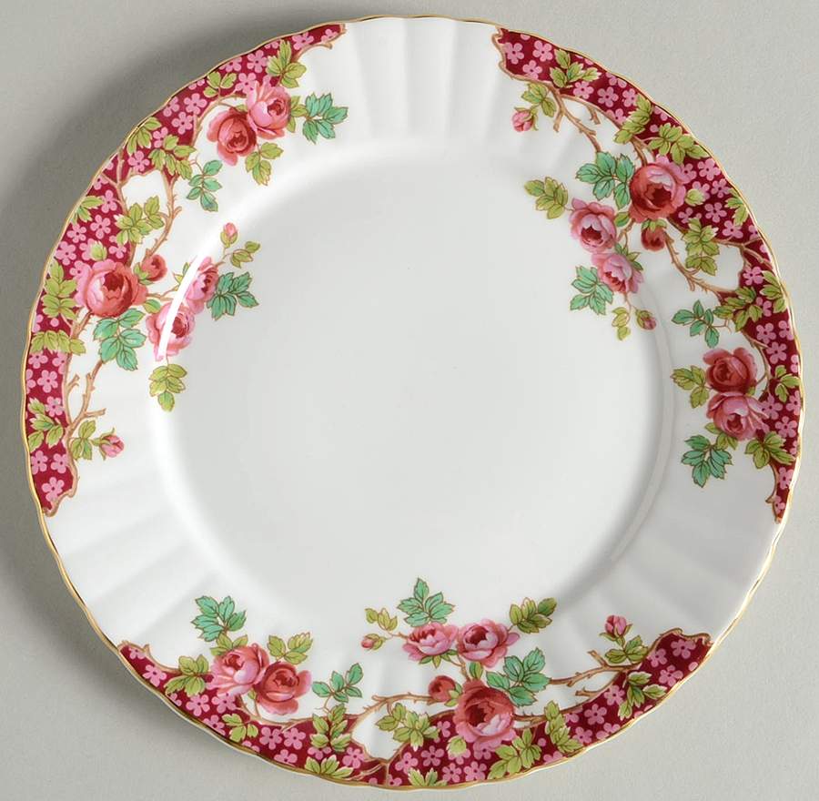Olde English Garden Red Salad Plate by Royal Stafford-1