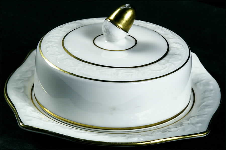 Old English Oak Gold Round Covered Butter by Royal Stafford-1
