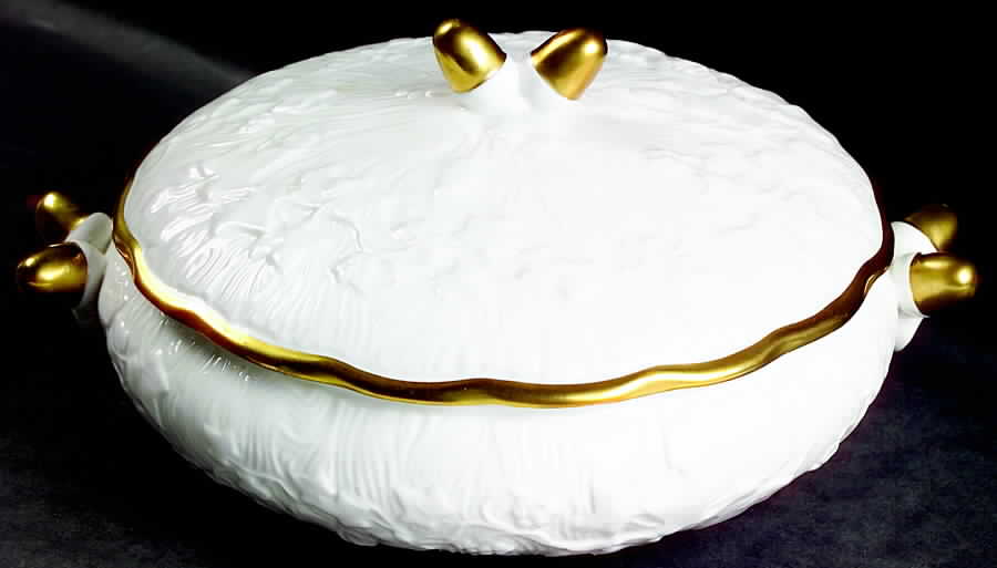 Old English Oak Gold Round Covered Vegetable by Royal Stafford-1