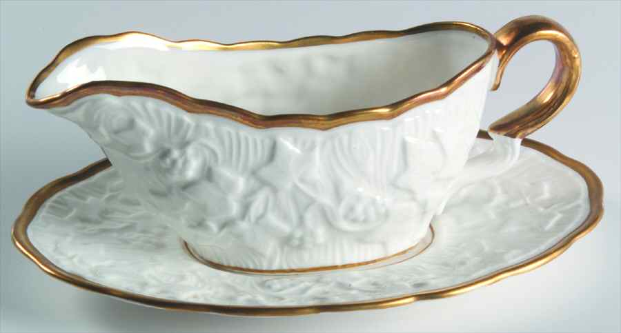 Old English Oak Gold Gravy Boat & Underplate by Royal Stafford-1