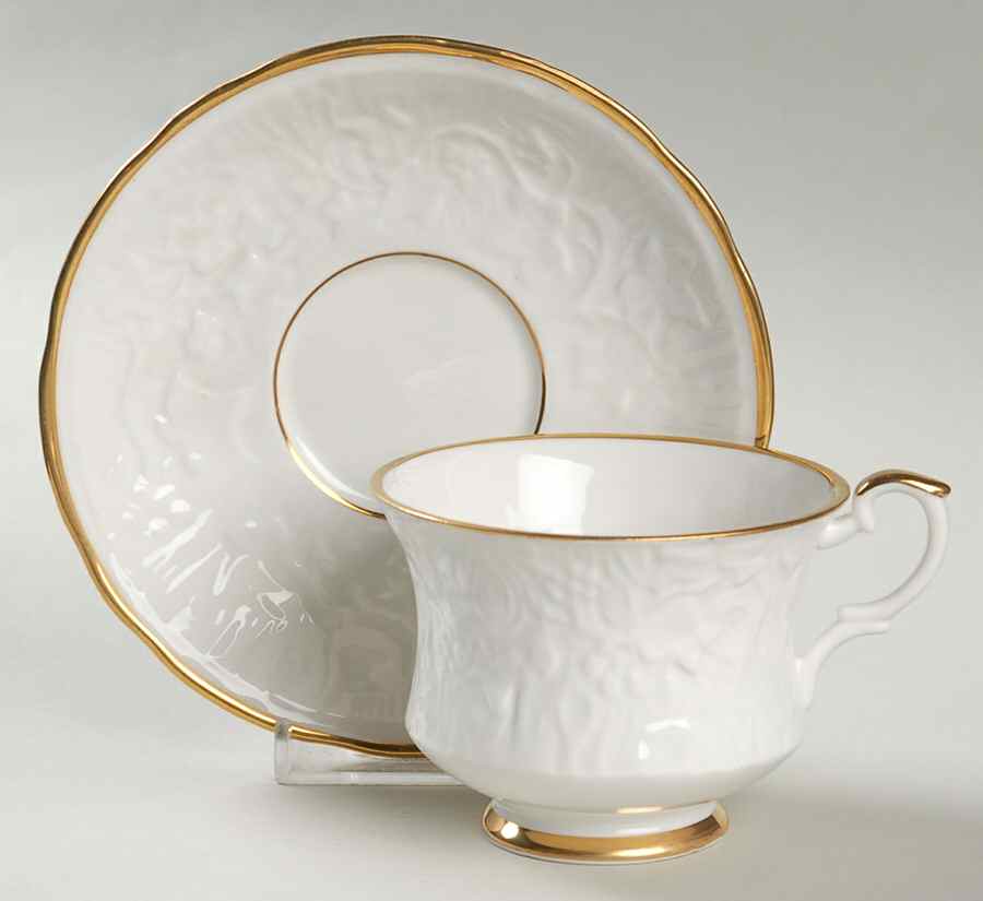 Old English Oak Gold Footed Cup & Saucer Set by Royal Stafford-1