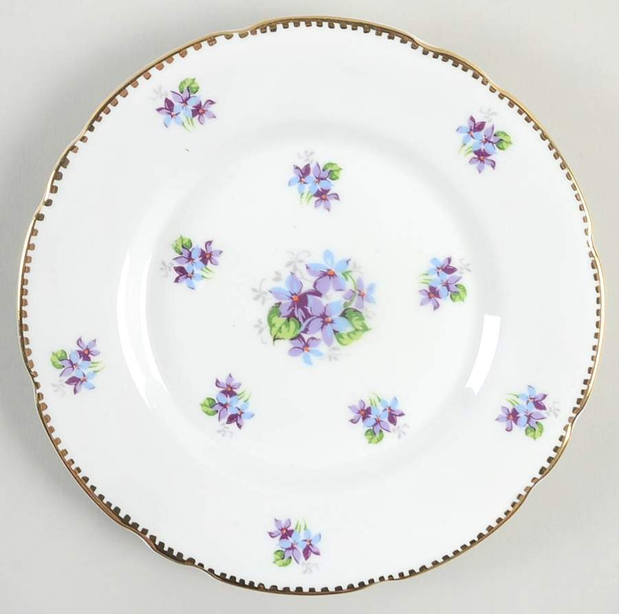 Sweet Violets (Not Embossed, Gold Drops Edge) Dessert/Pie Plate by Royal Stafford-1
