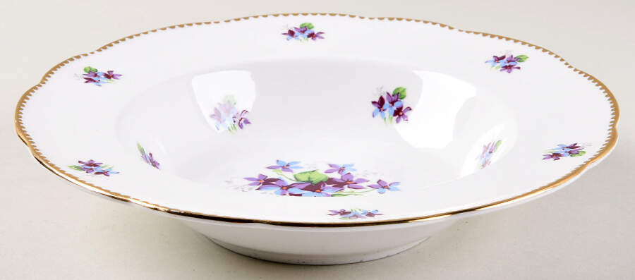 Sweet Violets (Not Embossed, Gold Drops Edge) Rim Soup Bowl by Royal Stafford-1