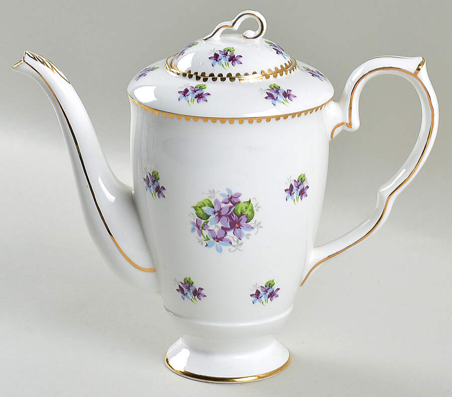 Sweet Violets (Not Embossed, Gold Drops Edge) Coffee Pot & Lid by Royal Stafford-1