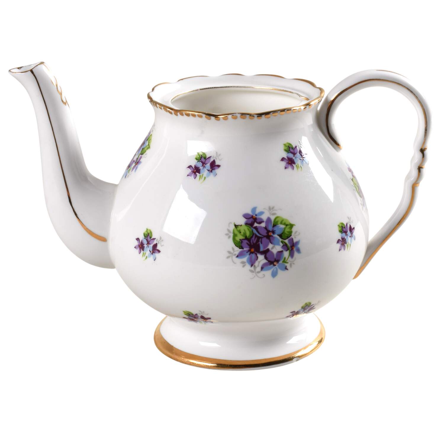 Sweet Violets (Not Embossed, Gold Drops Edge) Teapot No Lid by Royal Stafford-1