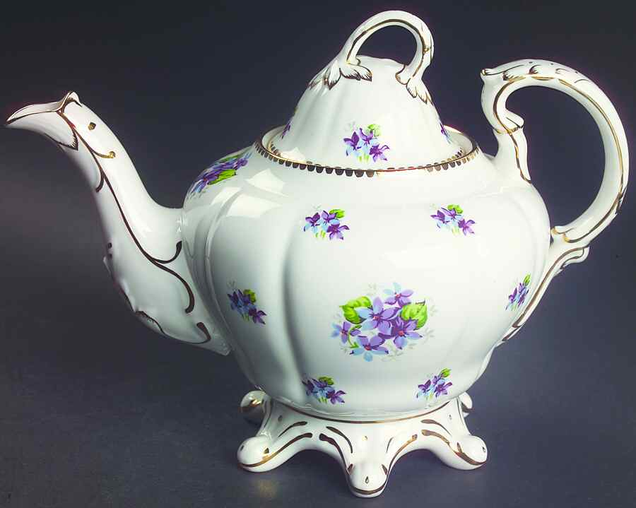Sweet Violets (Not Embossed, Gold Drops Edge) Teapot & Lid by Royal Stafford-1
