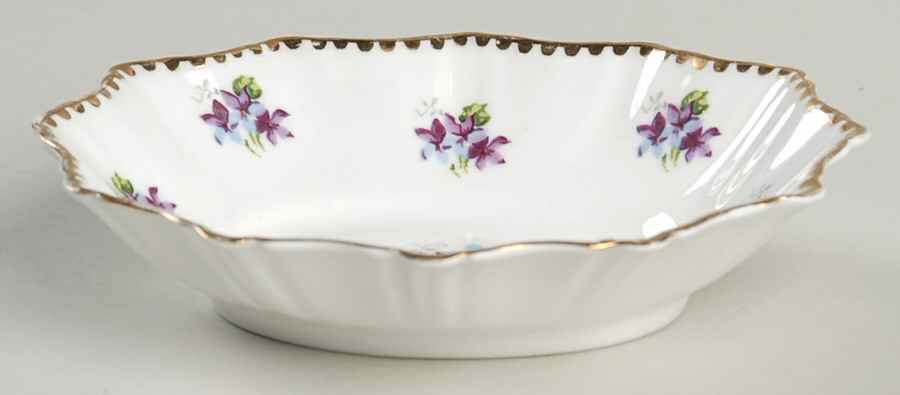 Sweet Violets (Not Embossed, Gold Drops Edge) Nut Dish by Royal Stafford-1