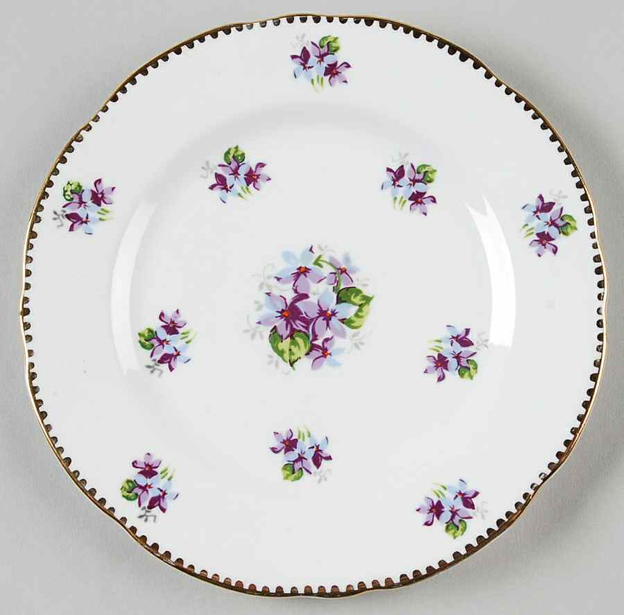 Sweet Violets (Not Embossed, Gold Drops Edge) Bread & Butter Plate by Royal Stafford-1