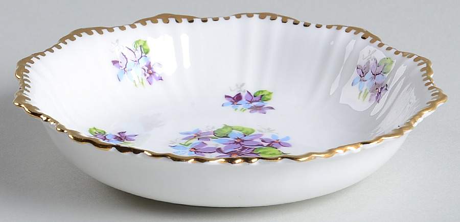 Sweet Violets (Not Embossed, Gold Drops Edge) Sweet Meat Dish by Royal Stafford-1