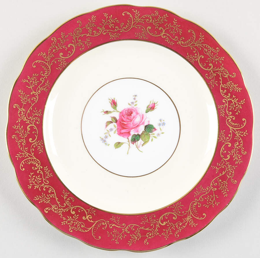 Swansea Rose (Magenta) Salad Plate by Royal Swansea-1
