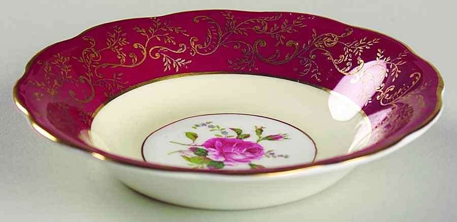 Swansea Rose (Magenta) Fruit/Dessert (Sauce) Bowl by Royal Swansea-1