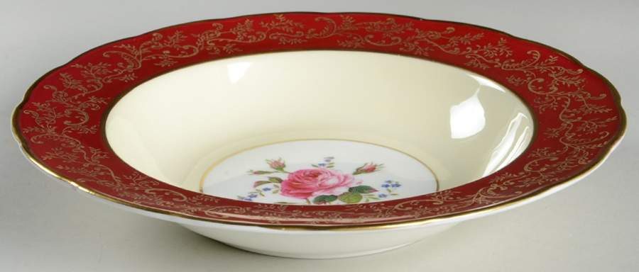 Swansea Rose (Magenta) Rim Soup Bowl by Royal Swansea-1