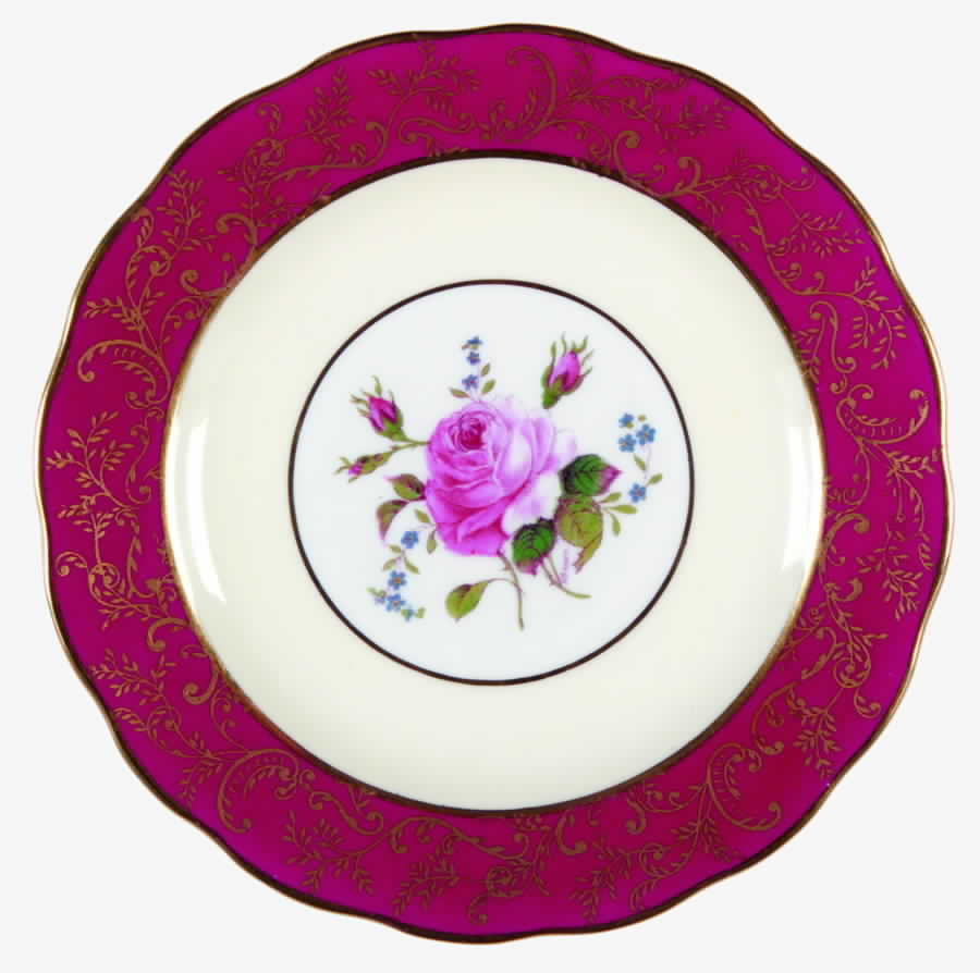 Swansea Rose (Magenta) Bread & Butter Plate by Royal Swansea-1