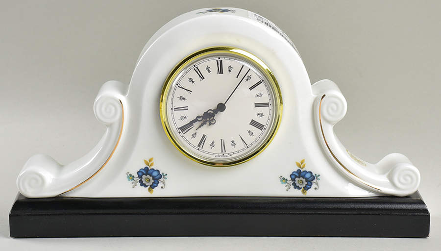 Blue Corn Flower Mantel Clock by Royal Tara-1