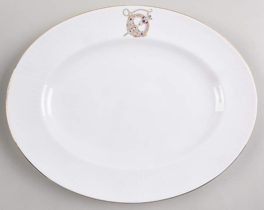 Tara Brooch (Smooth, Ribbed Rim) 13" Oval Serving Platter by Royal Tara-1