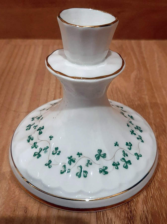 Trellis Shamrock (Ribbed, Fluted) 3" Candlestick by Royal Tara-1