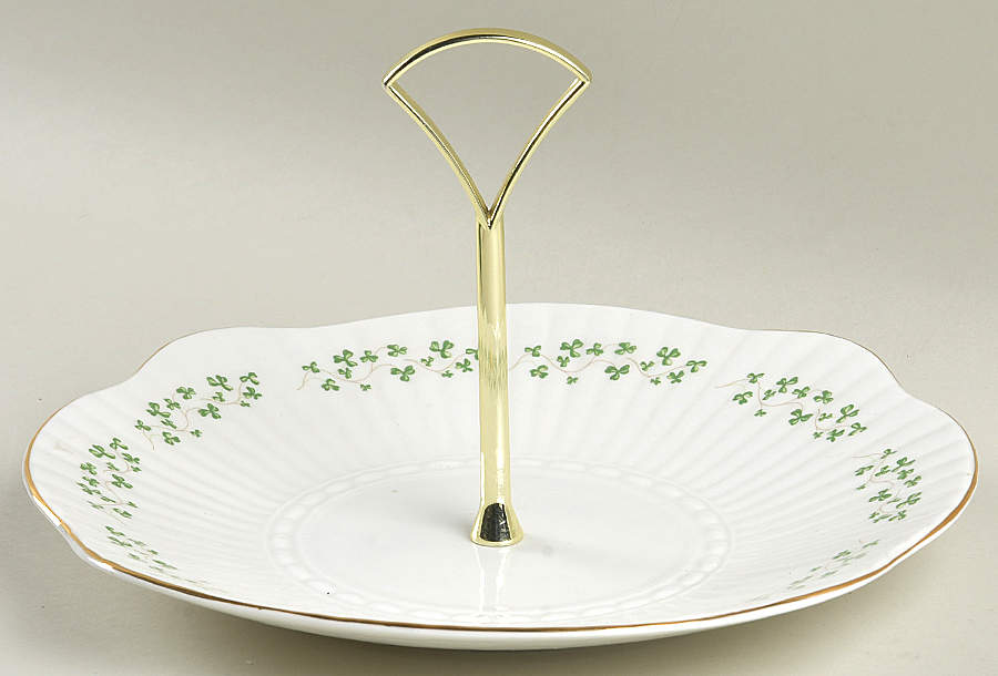 Trellis Shamrock (Ribbed, Fluted) Center Handled Serving Tray by Royal Tara-1