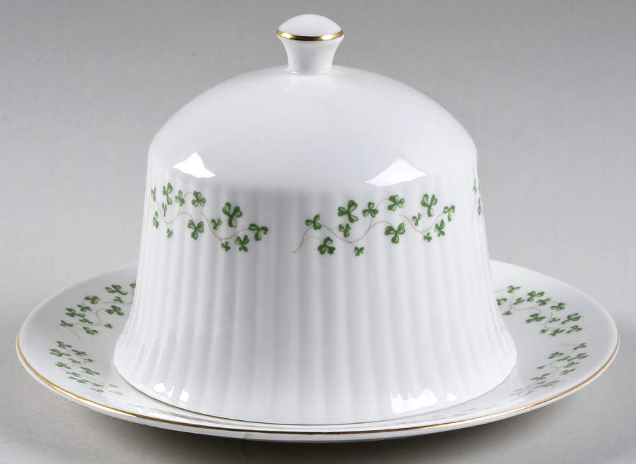 Trellis Shamrock (Ribbed, Fluted) Round Covered Butter by Royal Tara-1