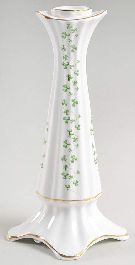 Trellis Shamrock (Ribbed, Fluted) 7" Candlestick by Royal Tara-1