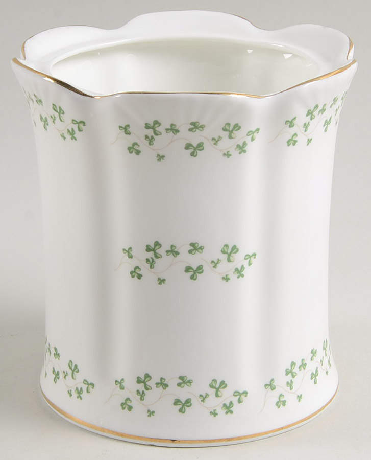 Trellis Shamrock (Ribbed, Fluted) Biscuit Barrel No Lid by Royal Tara-1