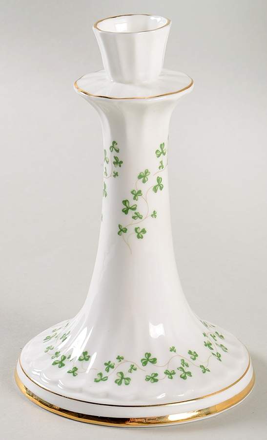 Trellis Shamrock (Ribbed, Fluted) 6" Candlestick by Royal Tara-1