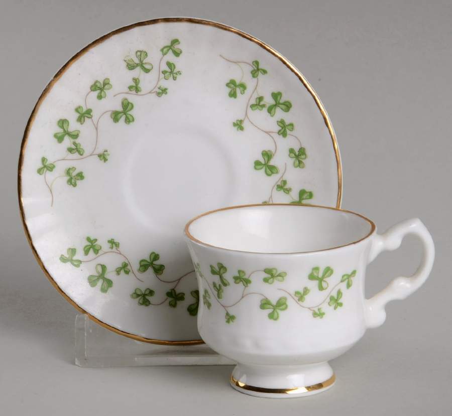 Trellis Shamrock (Ribbed, Fluted) Child's Cup & Saucer Set by Royal Tara-1