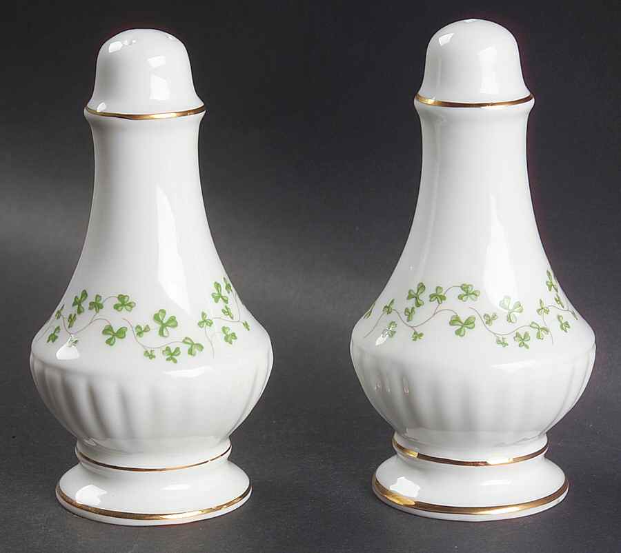 Trellis Shamrock (Ribbed, Fluted) Salt & Pepper Set by Royal Tara-1