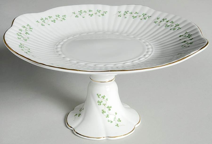 Trellis Shamrock (Ribbed, Fluted) 9" Diameter Pedestal Cake Stand by Royal Tara-1