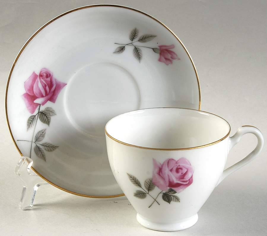 Rose Marie (Smooth) Footed Cup & Saucer Set by Royal Tiara-1