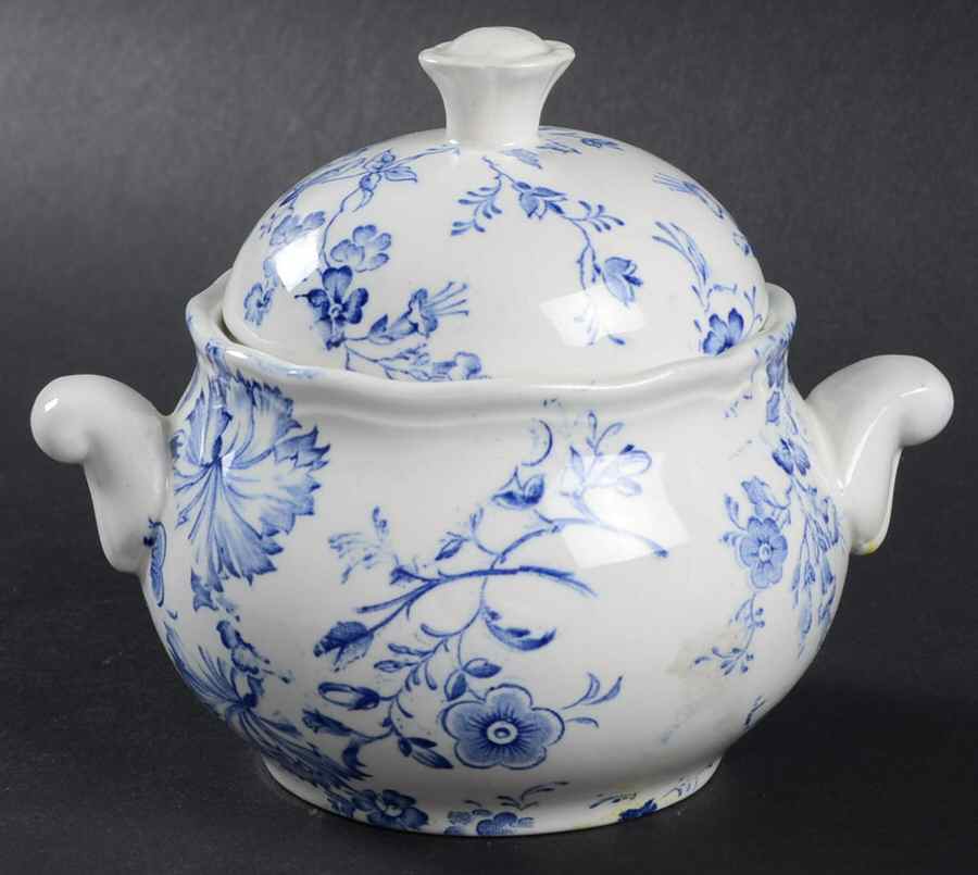 Wild Flower Blue Sugar Bowl & Lid by Royal Tunstall-1