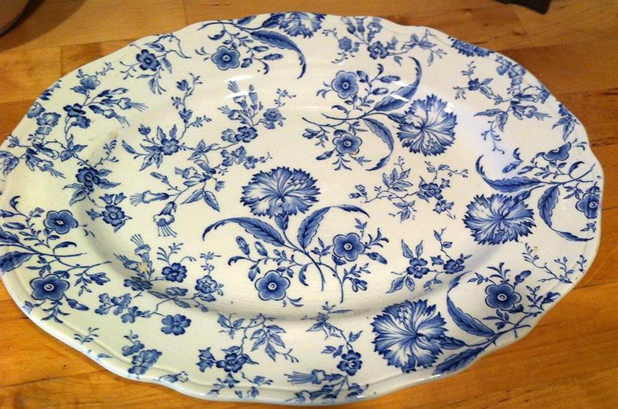 Wild Flower Blue 12" Oval Serving Platter by Royal Tunstall-1