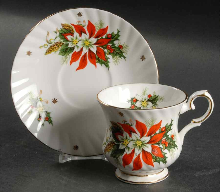 Noel Footed Cup & Saucer Set by Royalty China-1