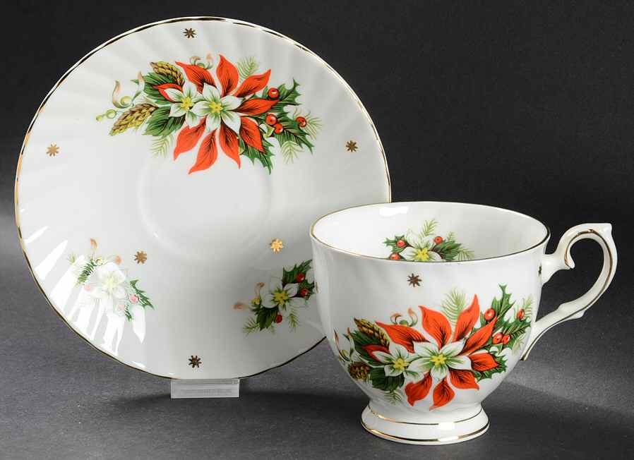 Noel Footed Cup & Saucer Set by Royalty China-1