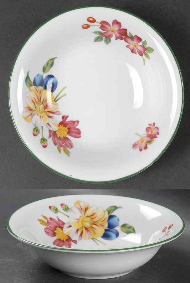 Ashford (Green Trim) Coupe Cereal Bowl by Royal Worcester-1