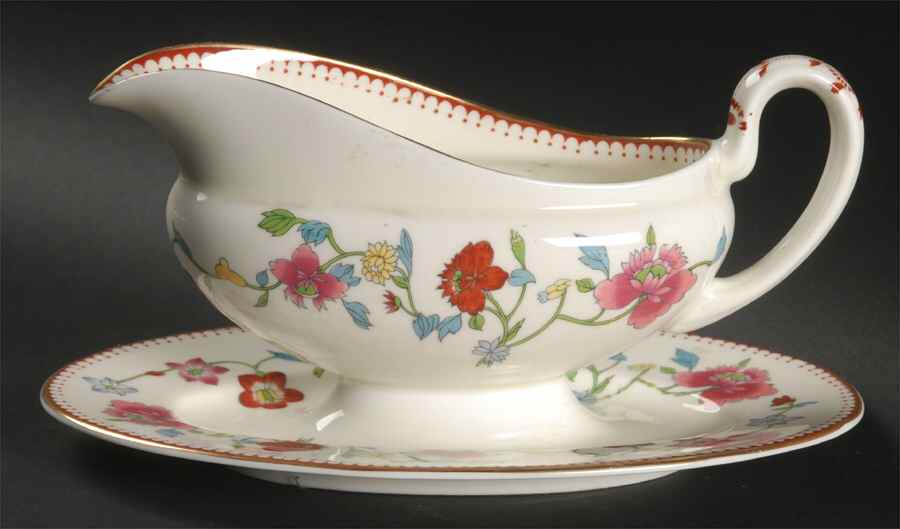 Astley (Bone) Gravy Boat with Attached Underplate by Royal Worcester-1