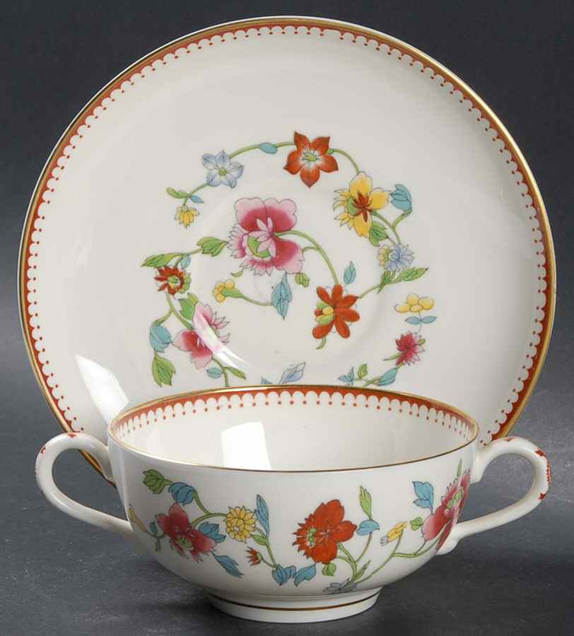 Astley (Bone) Footed Cream Soup Bowl & Saucer Set by Royal Worcester-1