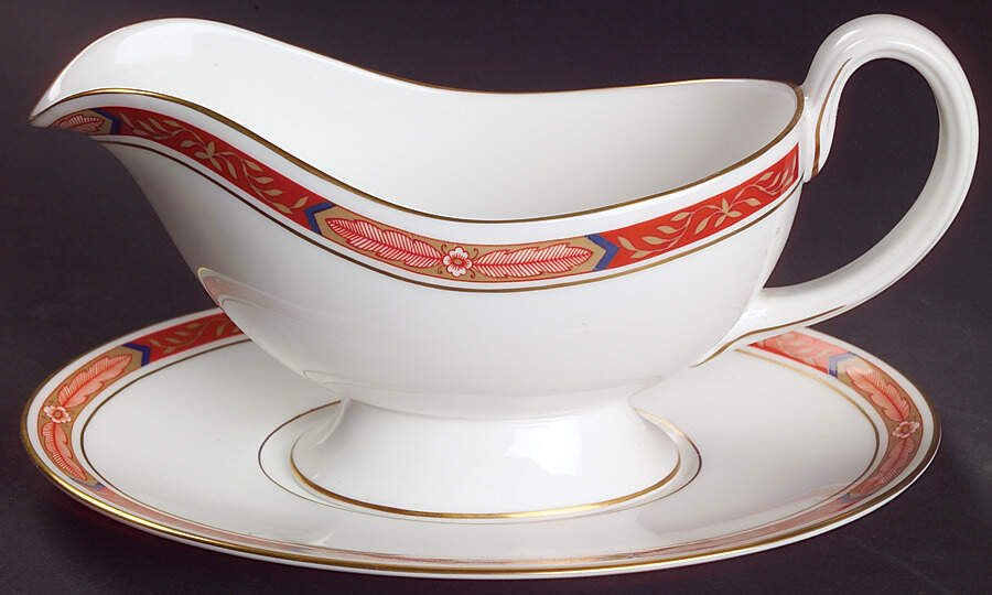 Beaufort Rust Red Gravy Boat & Underplate by Royal Worcester-1