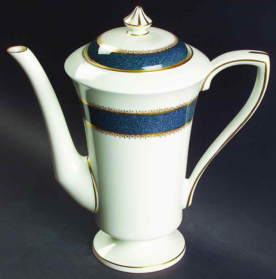 Belvoir Blue Coffee Pot & Lid by Royal Worcester-1