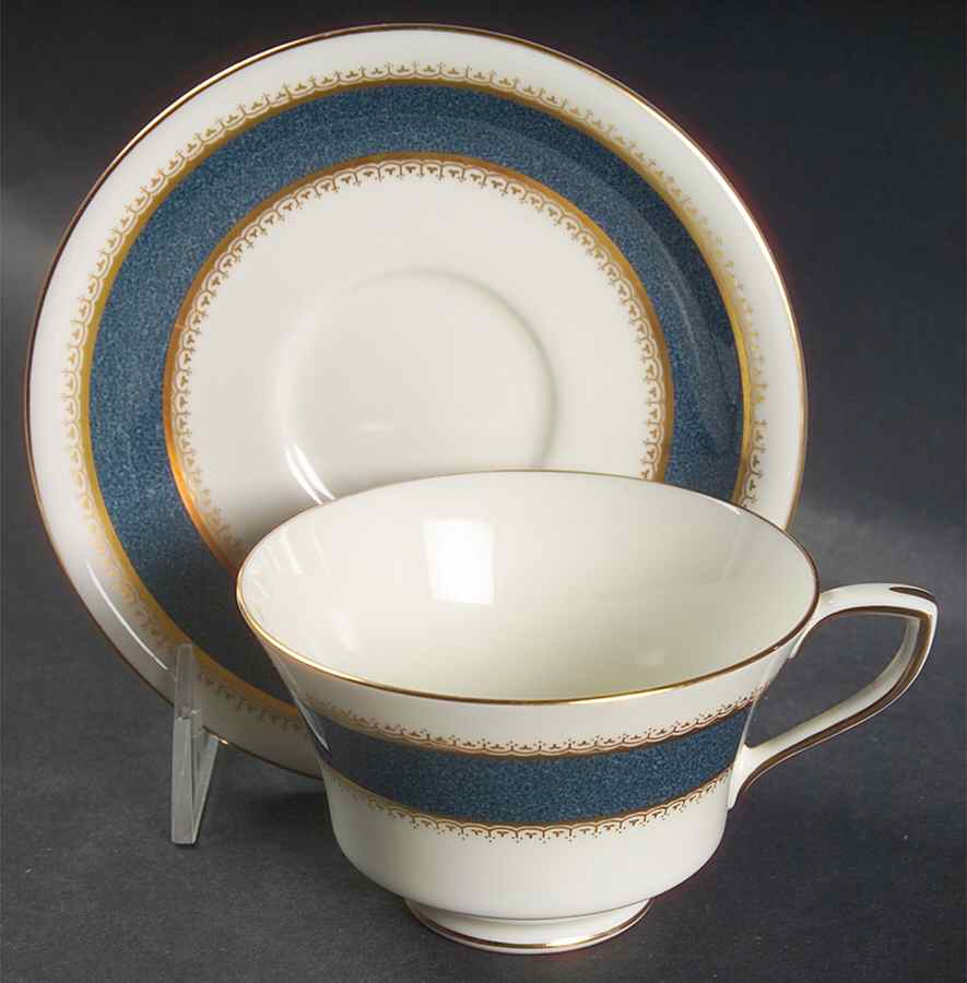 Belvoir Blue Footed Cup & Saucer Set by Royal Worcester-1