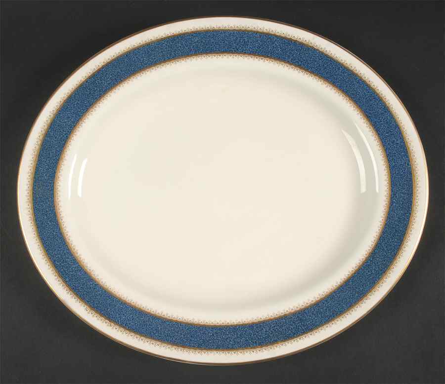 Belvoir Blue 13" Oval Serving Platter by Royal Worcester-1